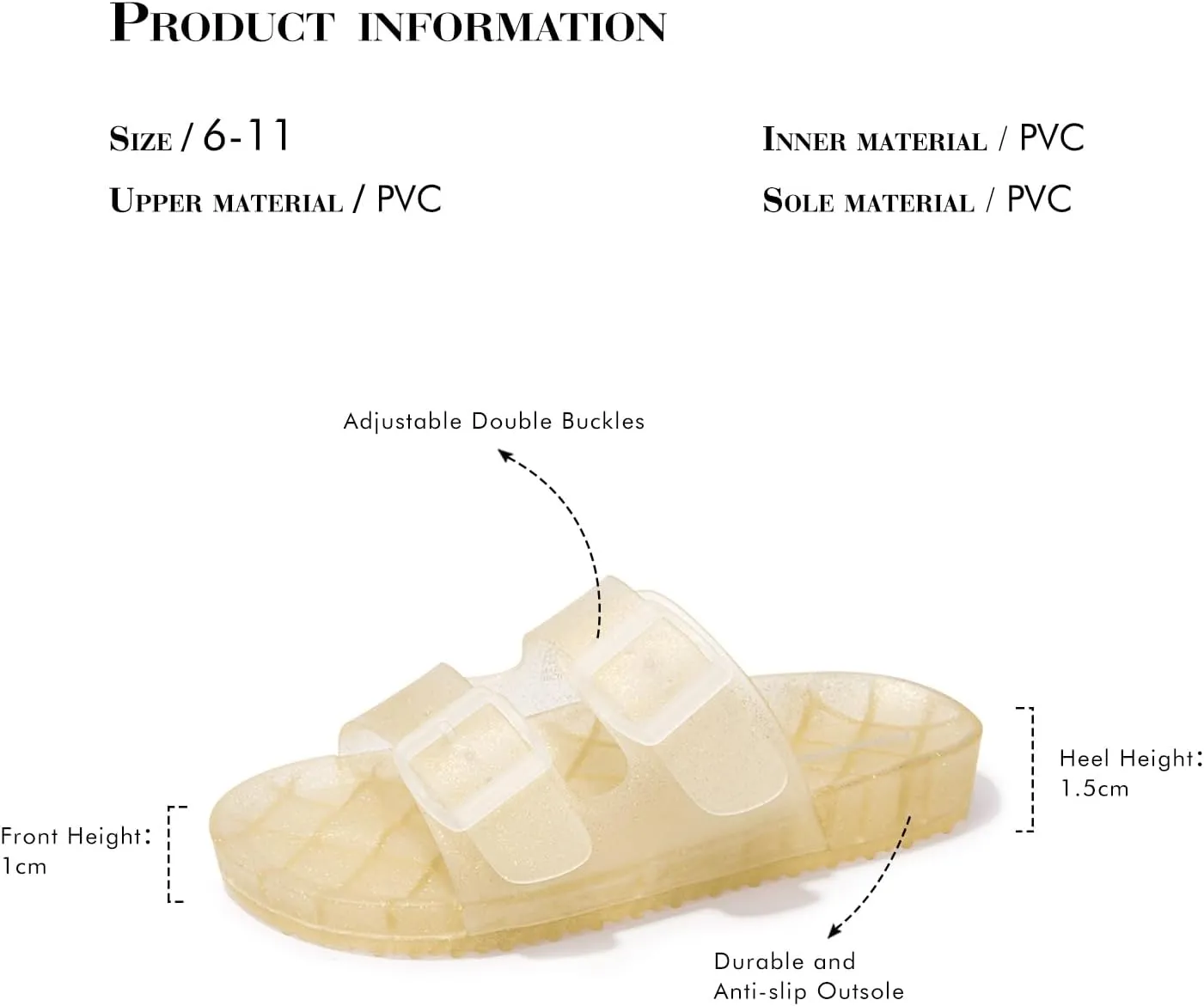 FUNKYMONKEY Women's Comfort Slides Double Buckle Adjustable EVA Flat Sandals