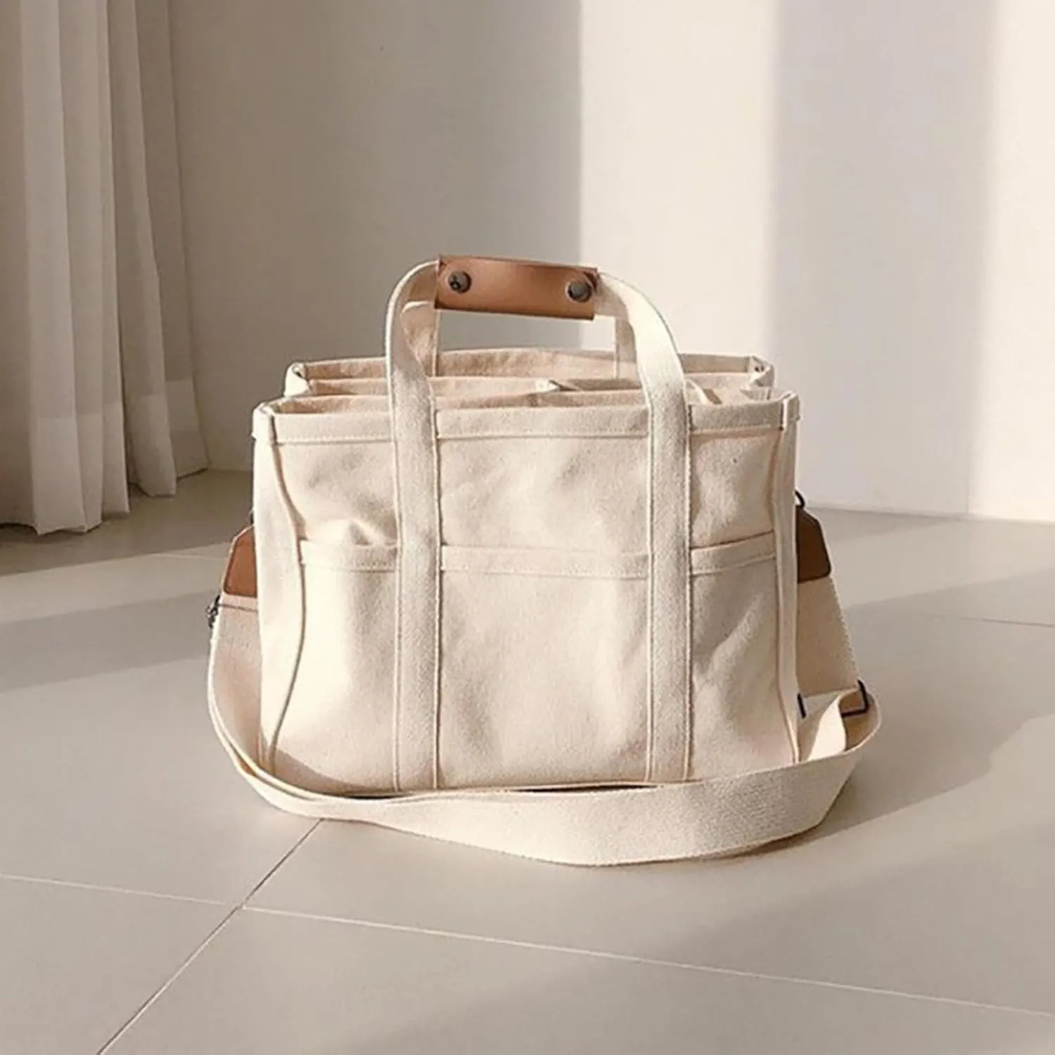 Genuine Leather Crossbody Bags for Women Top Handle Ladies Shoulder Bags Fashion Bag with Compartments(White)