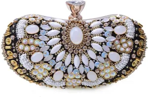 Girl's Colored Beaded Rhinestone Evening Purse Clutches Bag for Party Wedding Elegant Handbag