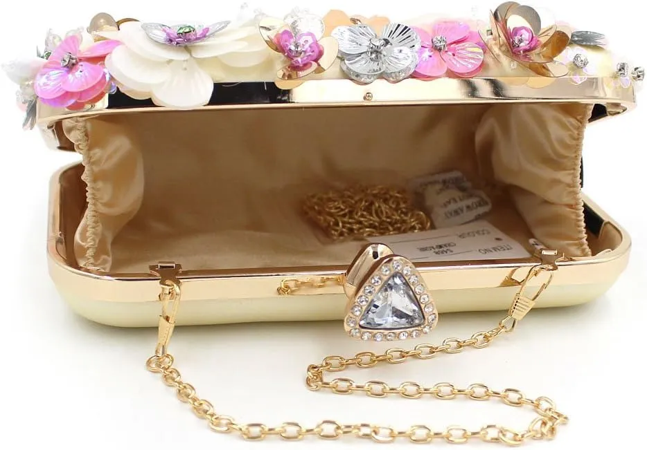 Girl's Colored Beaded Rhinestone Evening Purse Clutches Bag for Party Wedding Elegant Handbag