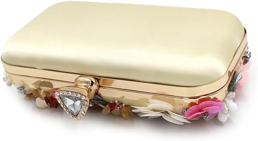 Girl's Colored Beaded Rhinestone Evening Purse Clutches Bag for Party Wedding Elegant Handbag