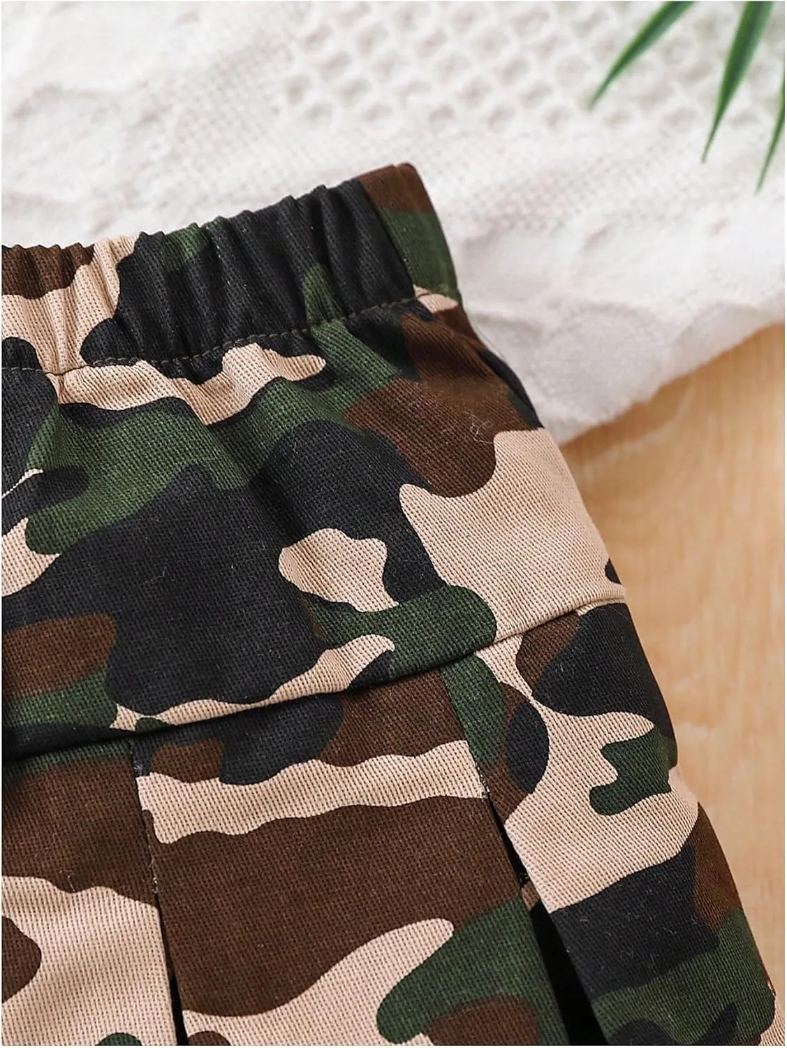 Girl's Flared Camo Pleated Skirt Elastic High Waist A Line Streetwear Jersey Mini Skirts for Girls