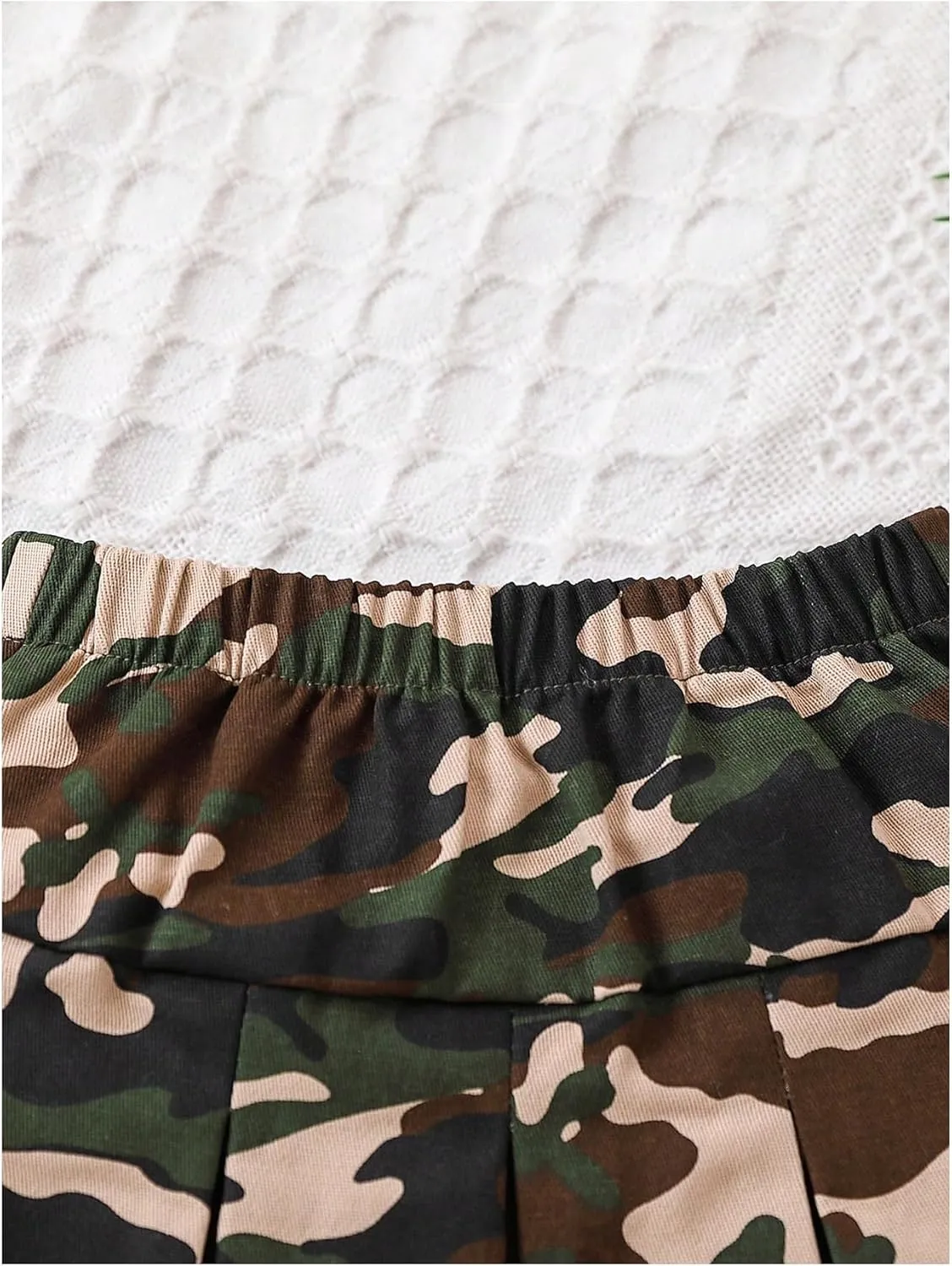 Girl's Flared Camo Pleated Skirt Elastic High Waist A Line Streetwear Jersey Mini Skirts for Girls