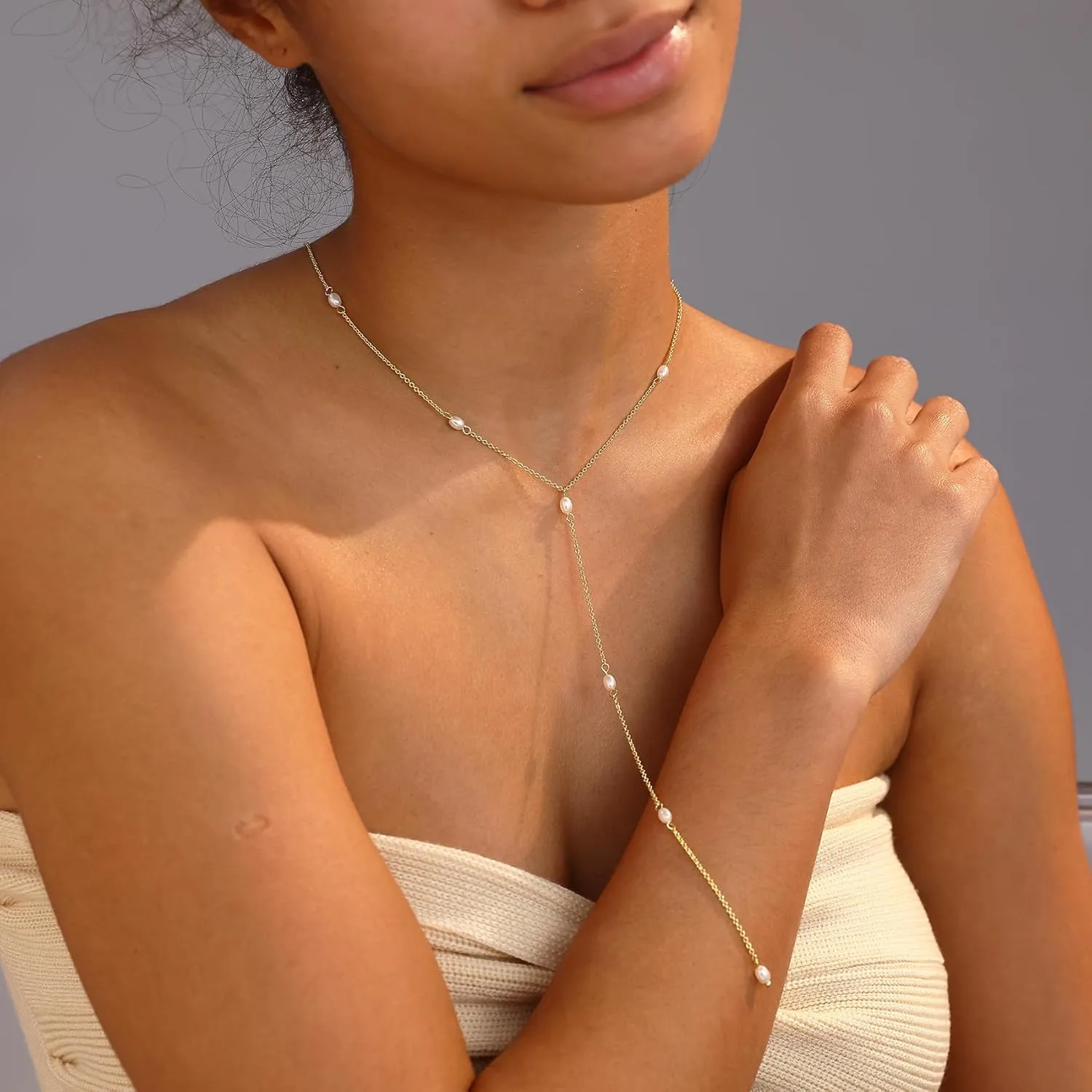 Gold Necklace for Women, Dainty Gold Long Necklaces 14k Gold Plated Prom Bar CZ Lariat Necklace Simple Choker Necklaces for Women Trendy Boho Fashion Costume Jewelry Womens