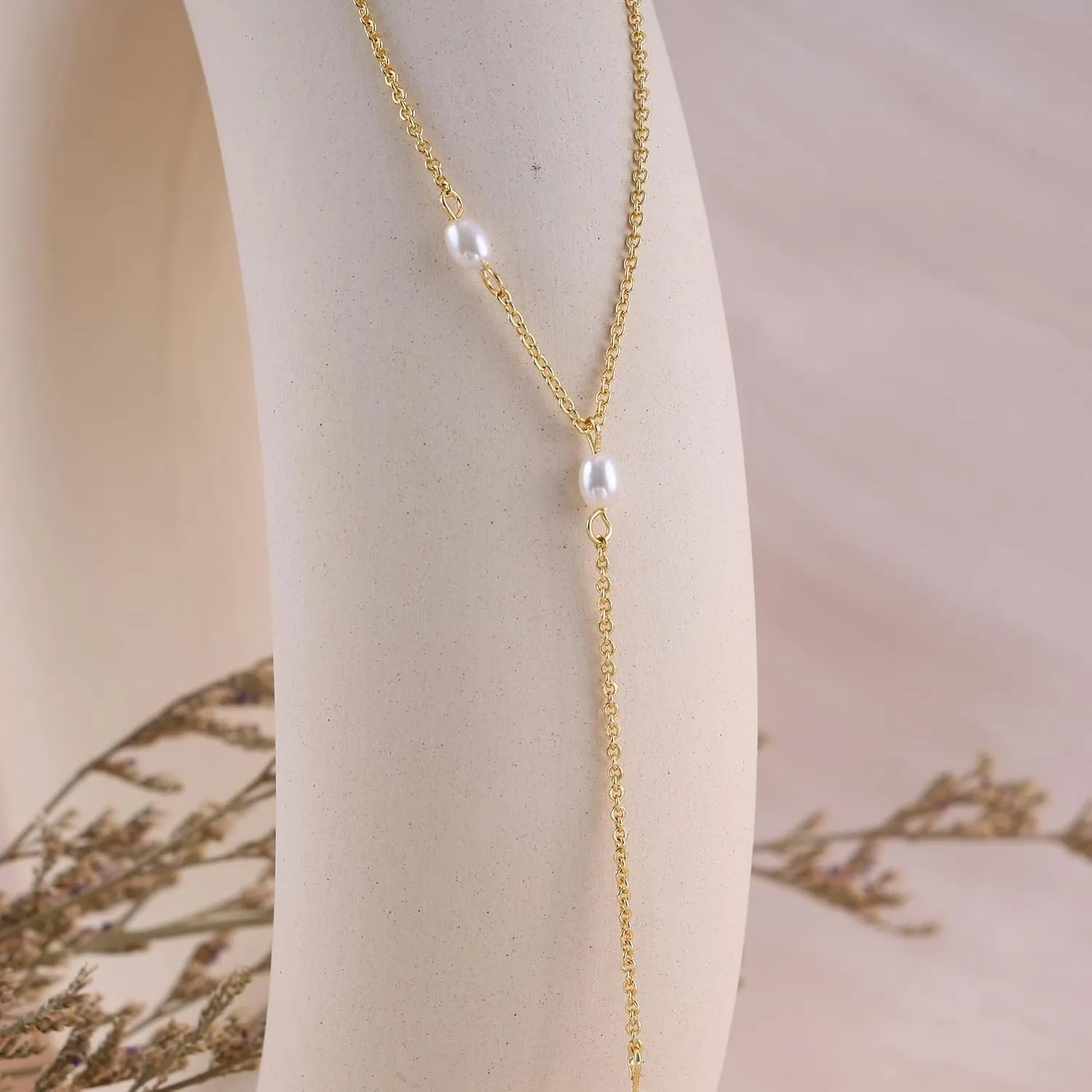 Gold Necklace for Women, Dainty Gold Long Necklaces 14k Gold Plated Prom Bar CZ Lariat Necklace Simple Choker Necklaces for Women Trendy Boho Fashion Costume Jewelry Womens