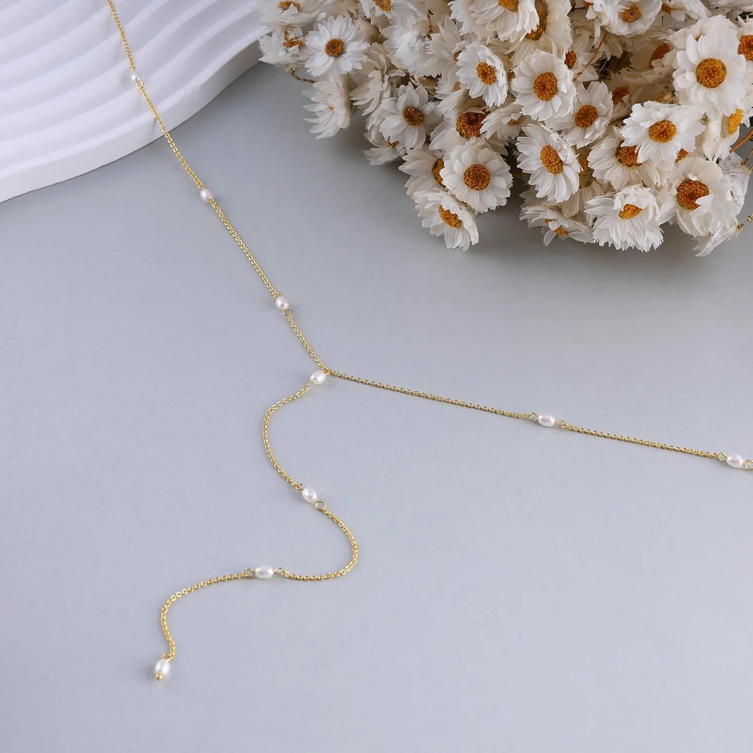 Gold Necklace for Women, Dainty Gold Long Necklaces 14k Gold Plated Prom Bar CZ Lariat Necklace Simple Choker Necklaces for Women Trendy Boho Fashion Costume Jewelry Womens
