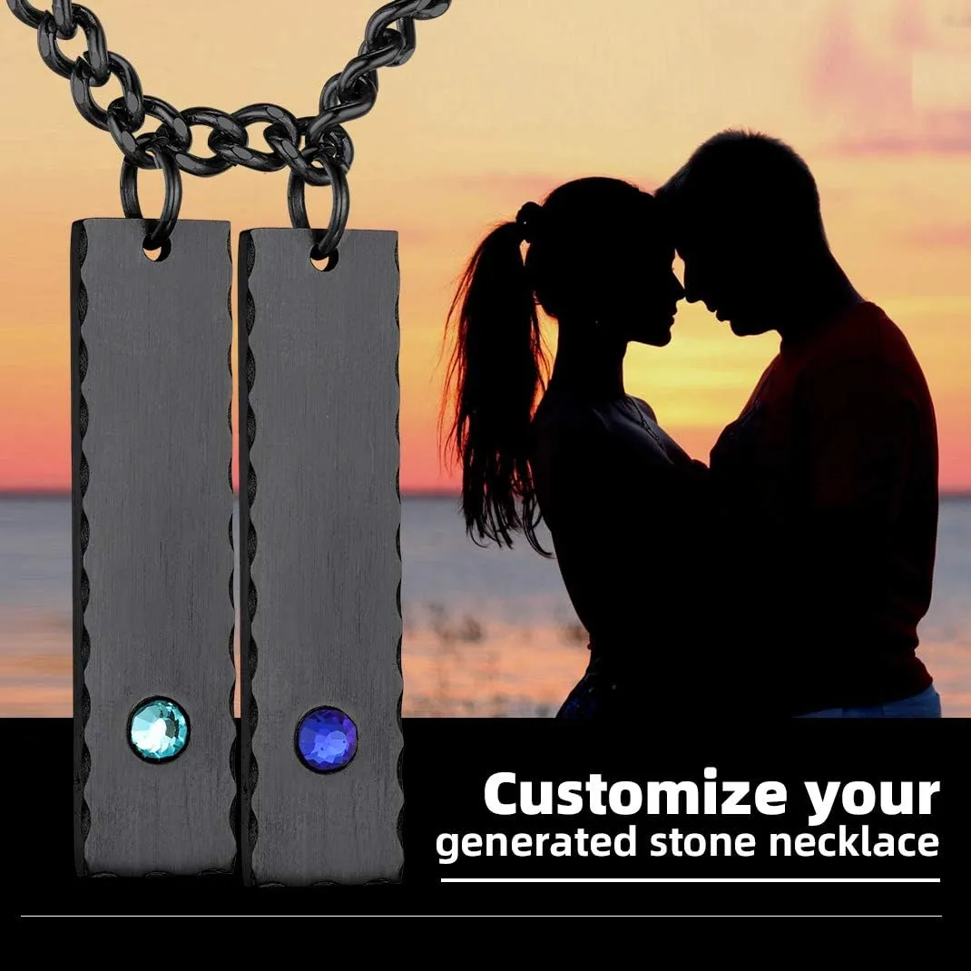 GOLDCHIC JEWELRY Personalized Birthstone Name Necklaces for Men Women, Engraved Family Names Necklace with Birthstone Vertical Bar Necklace, Pendant for Husband/Father/Grandma/Wife Birthday Gifts