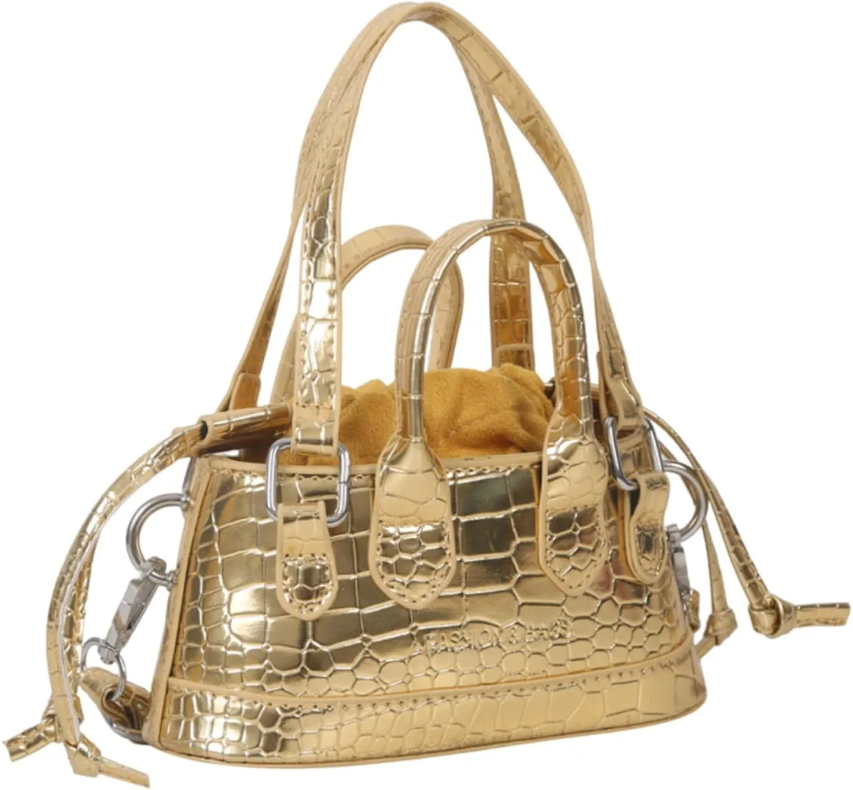 GORGLITTER Women's Mini Purse Crocodile Embossed Crossbody Bags Y2K Clutchs Drawstring Shoulder Bag