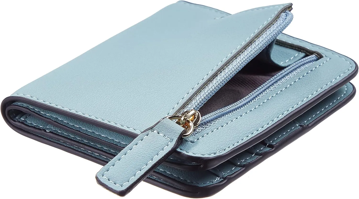 Gostwo Small Wallet for Women, Slim Bifold Credit Card Holder, Compact RFID Blocking Cash Wallet, Billfolds Thin Leather Zipper Pocket, Mini Wallet Gift for Ladies Teen Girls Travel with ID Window