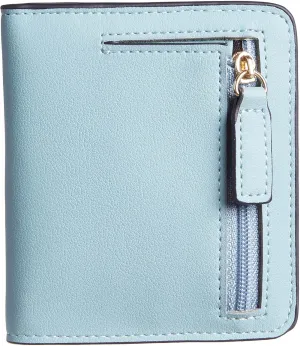 Gostwo Small Wallet for Women, Slim Bifold Credit Card Holder, Compact RFID Blocking Cash Wallet, Billfolds Thin Leather Zipper Pocket, Mini Wallet Gift for Ladies Teen Girls Travel with ID Window