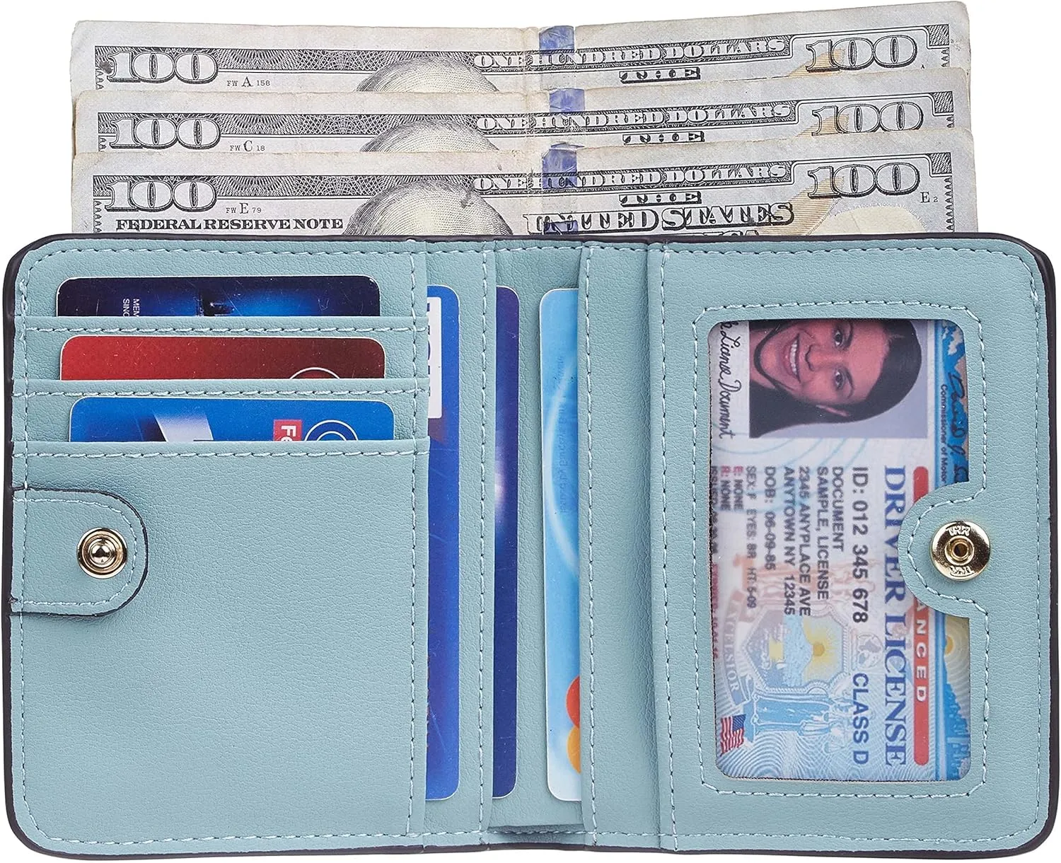 Gostwo Small Wallet for Women, Slim Bifold Credit Card Holder, Compact RFID Blocking Cash Wallet, Billfolds Thin Leather Zipper Pocket, Mini Wallet Gift for Ladies Teen Girls Travel with ID Window