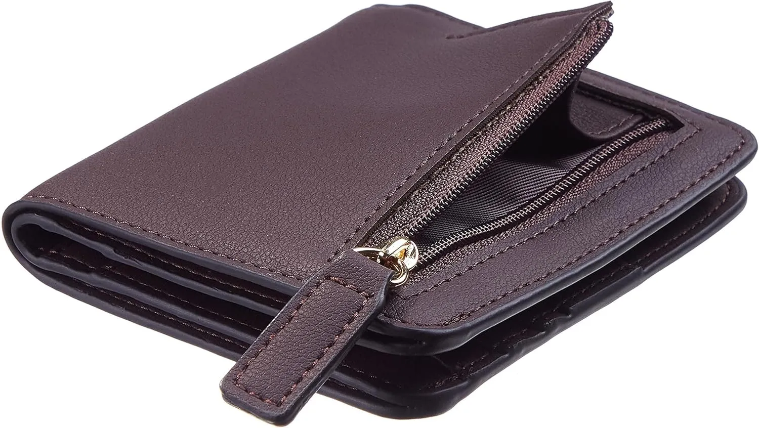 Gostwo Small Wallet for Women, Slim Bifold Credit Card Holder, Compact RFID Blocking Cash Wallet, Billfolds Thin Leather Zipper Pocket, Mini Wallet Gift for Ladies Teen Girls Travel with ID Window