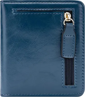 Gostwo Small Wallet for Women, Slim Bifold Credit Card Holder, Compact RFID Blocking Cash Wallet, Billfolds Thin Leather Zipper Pocket, Mini Wallet Gift for Ladies Teen Girls Travel with ID Window