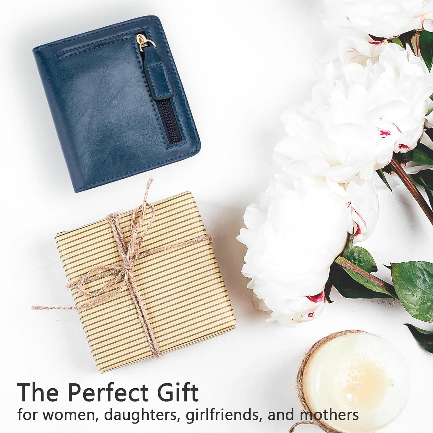 Gostwo Small Wallet for Women, Slim Bifold Credit Card Holder, Compact RFID Blocking Cash Wallet, Billfolds Thin Leather Zipper Pocket, Mini Wallet Gift for Ladies Teen Girls Travel with ID Window