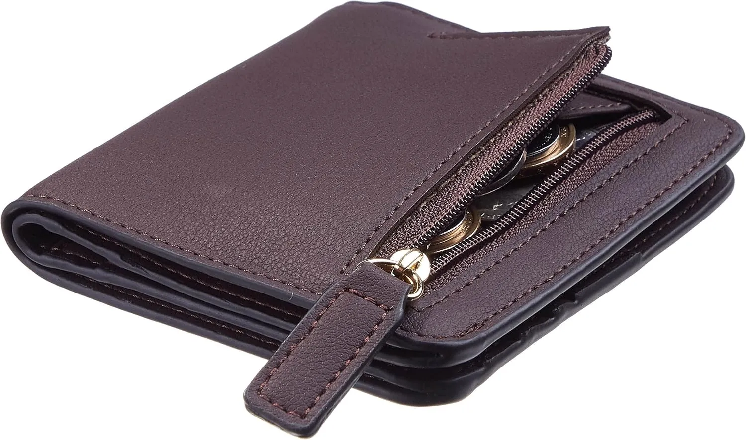 Gostwo Small Wallet for Women, Slim Bifold Credit Card Holder, Compact RFID Blocking Cash Wallet, Billfolds Thin Leather Zipper Pocket, Mini Wallet Gift for Ladies Teen Girls Travel with ID Window