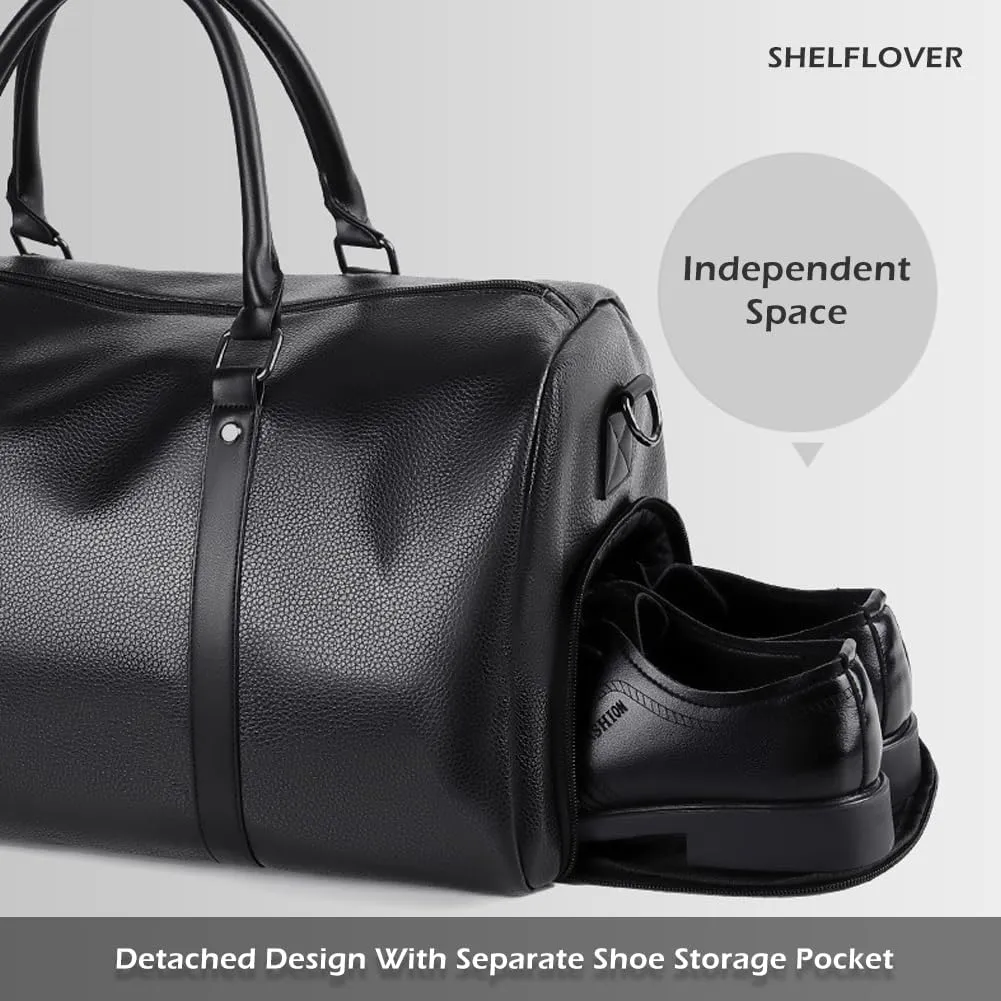 Gym Bag for Women & Men, Travel Duffel Bag Water Resistant Carry On Weekender Backpack for Airplane, 35L Classic Design, Pure Black