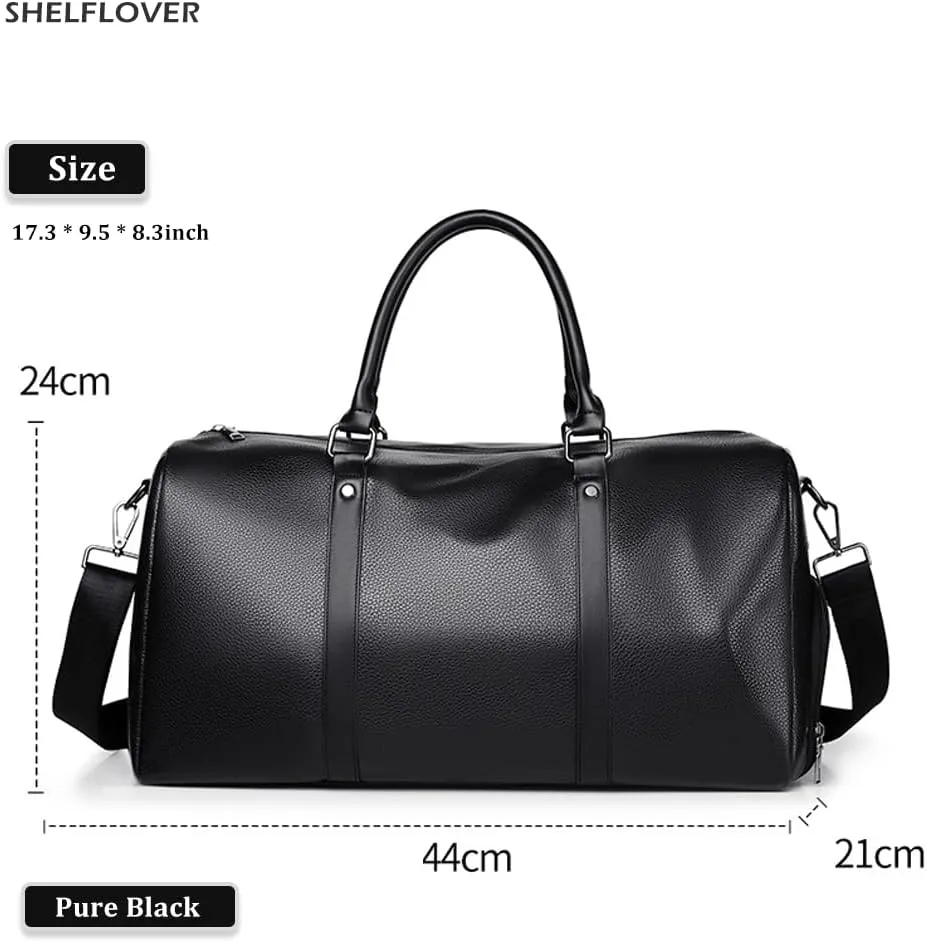 Gym Bag for Women & Men, Travel Duffel Bag Water Resistant Carry On Weekender Backpack for Airplane, 35L Classic Design, Pure Black