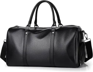 Gym Bag for Women & Men, Travel Duffel Bag Water Resistant Carry On Weekender Backpack for Airplane, 35L Classic Design, Pure Black