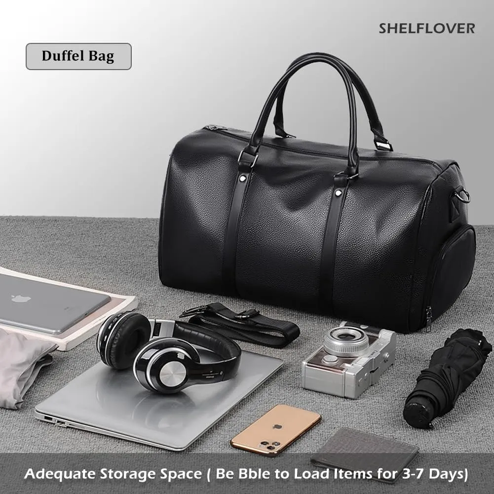 Gym Bag for Women & Men, Travel Duffel Bag Water Resistant Carry On Weekender Backpack for Airplane, 35L Classic Design, Pure Black