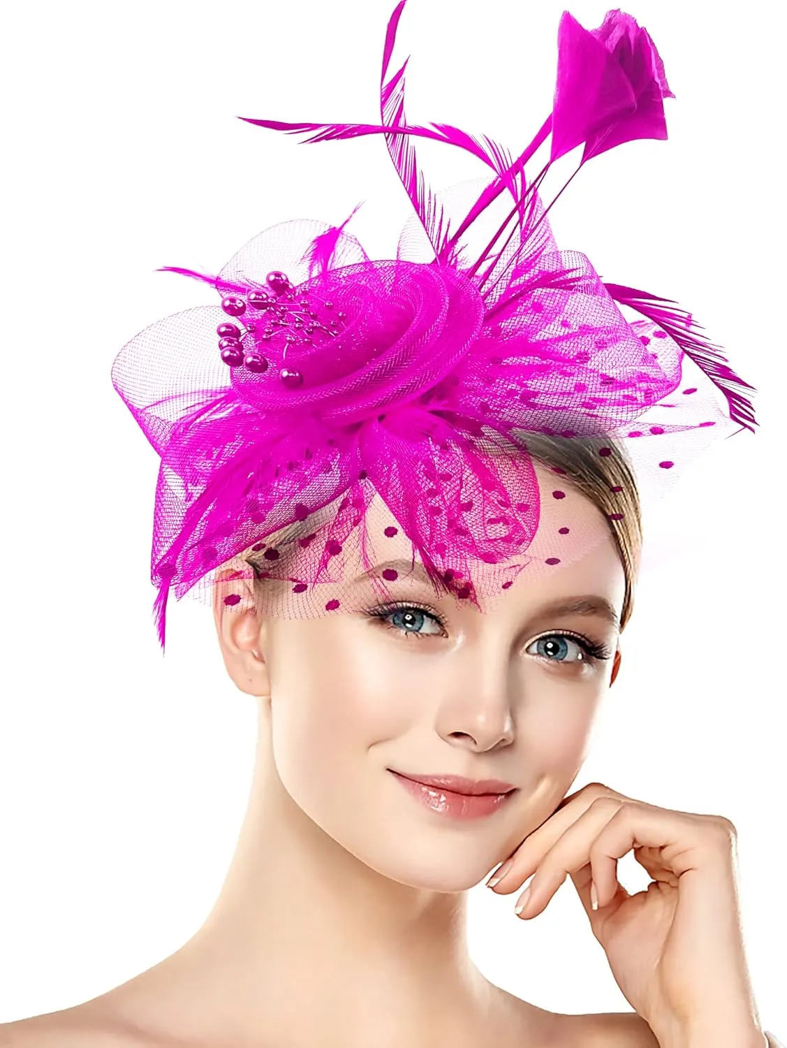 Halloween Fascinators Hat for Women Tea Party Feather Headband Mardi Gras Cocktail Hat Weddings