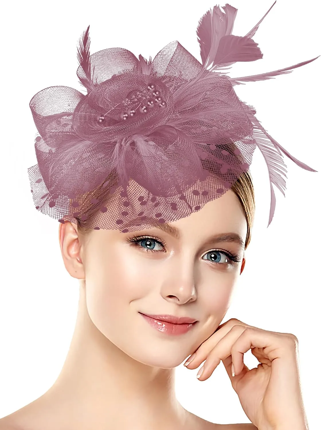 Halloween Fascinators Hat for Women Tea Party Feather Headband Mardi Gras Cocktail Hat Weddings