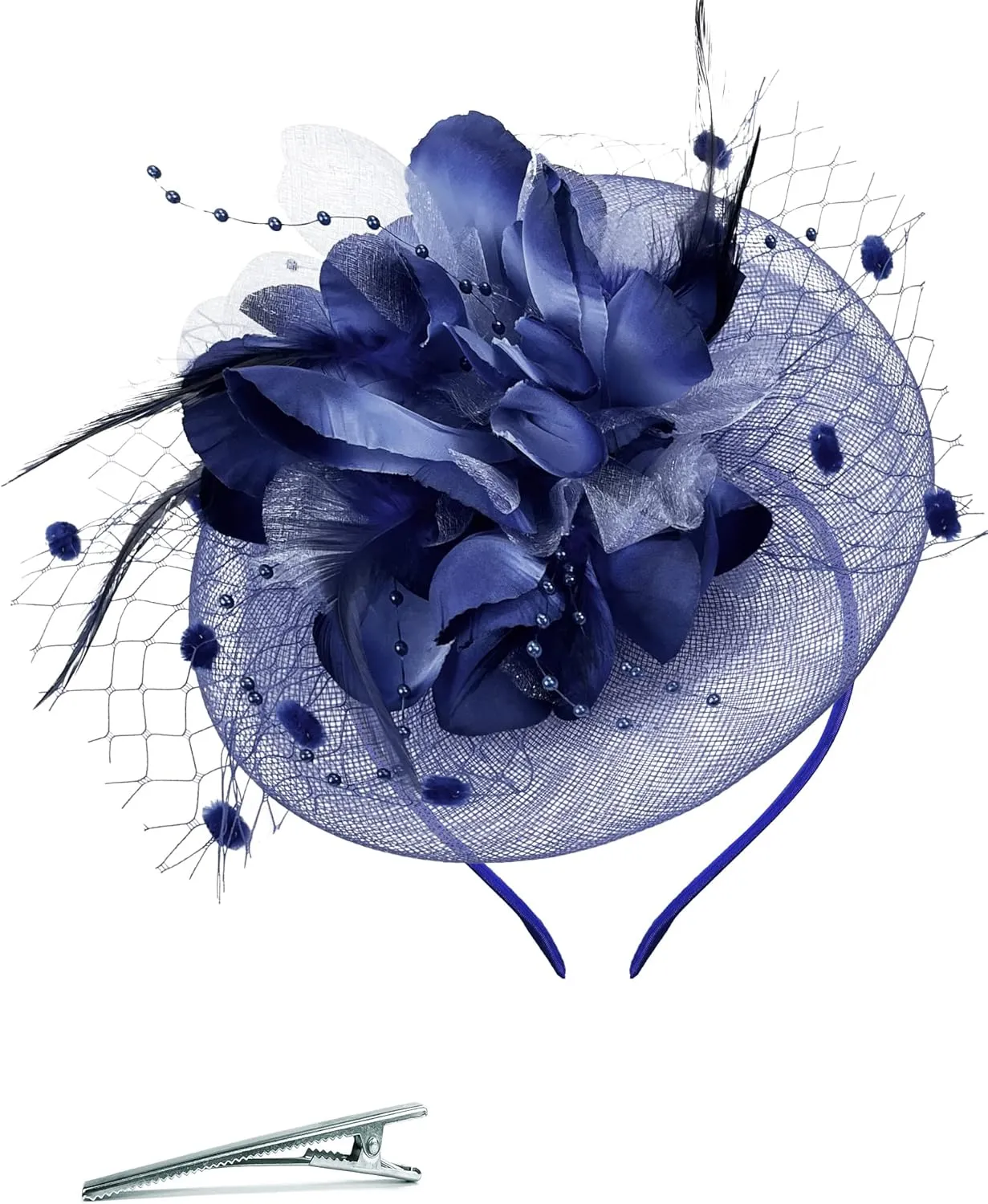 Halloween Fascinators Hat for Women Tea Party Feather Headband Mardi Gras Cocktail Hat Weddings