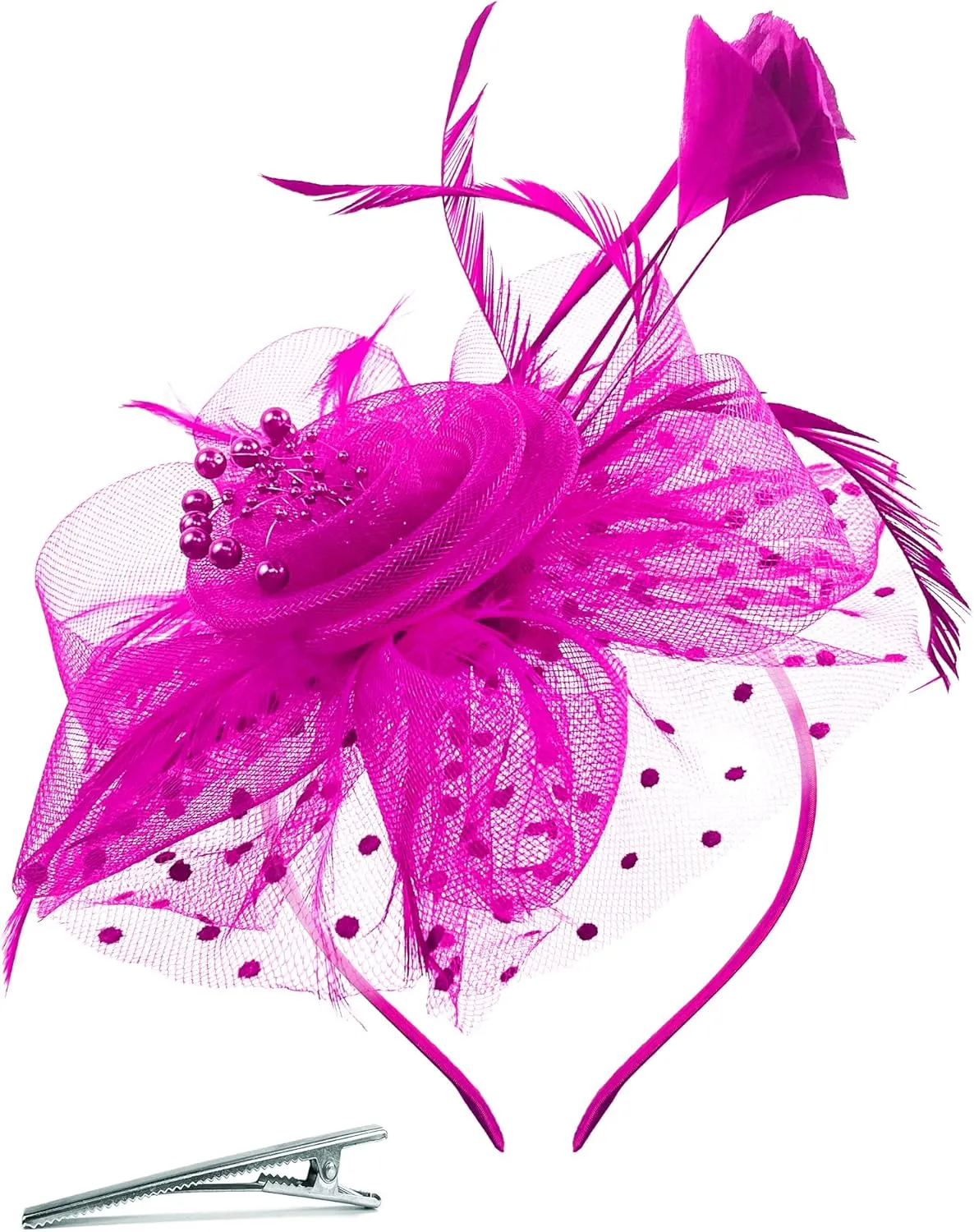 Halloween Fascinators Hat for Women Tea Party Feather Headband Mardi Gras Cocktail Hat Weddings