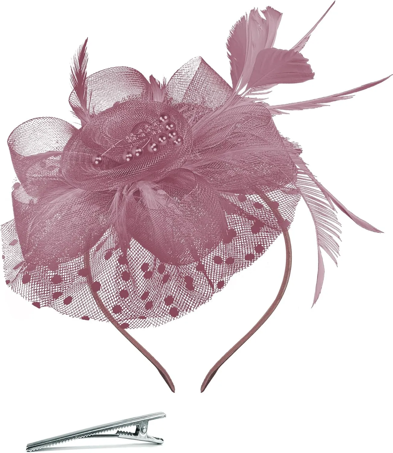 Halloween Fascinators Hat for Women Tea Party Feather Headband Mardi Gras Cocktail Hat Weddings