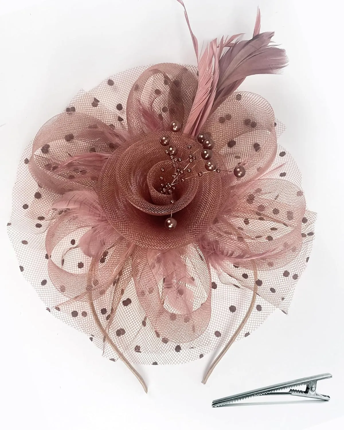 Halloween Fascinators Hat for Women Tea Party Feather Headband Mardi Gras Cocktail Hat Weddings