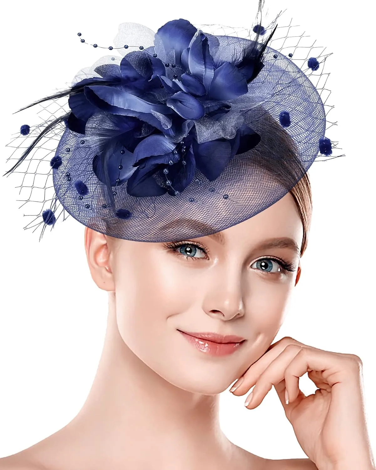 Halloween Fascinators Hat for Women Tea Party Feather Headband Mardi Gras Cocktail Hat Weddings