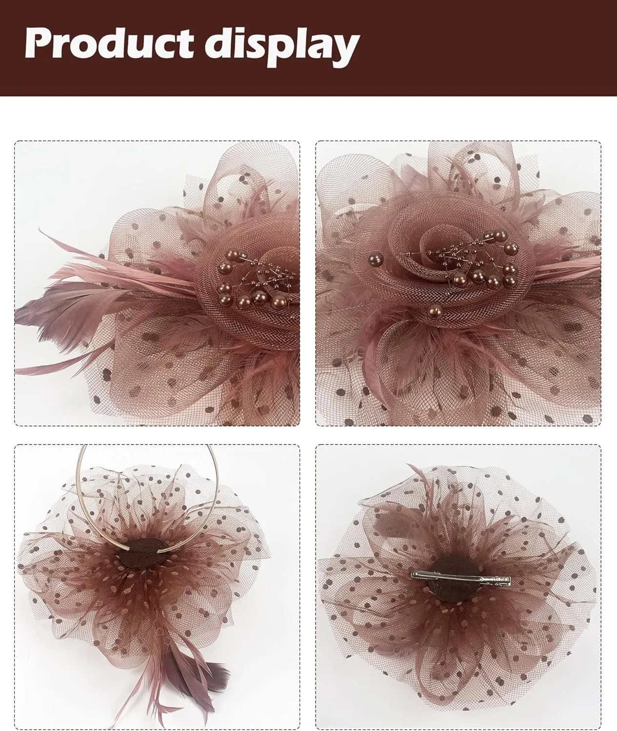Halloween Fascinators Hat for Women Tea Party Feather Headband Mardi Gras Cocktail Hat Weddings
