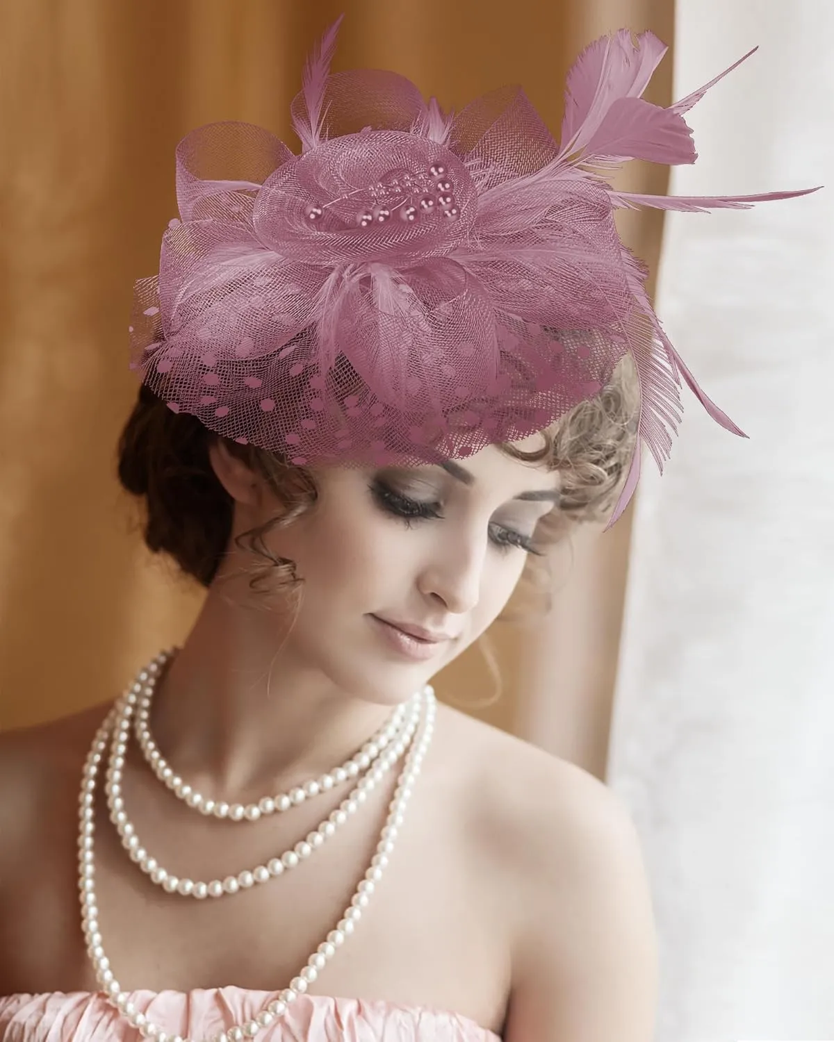 Halloween Fascinators Hat for Women Tea Party Feather Headband Mardi Gras Cocktail Hat Weddings