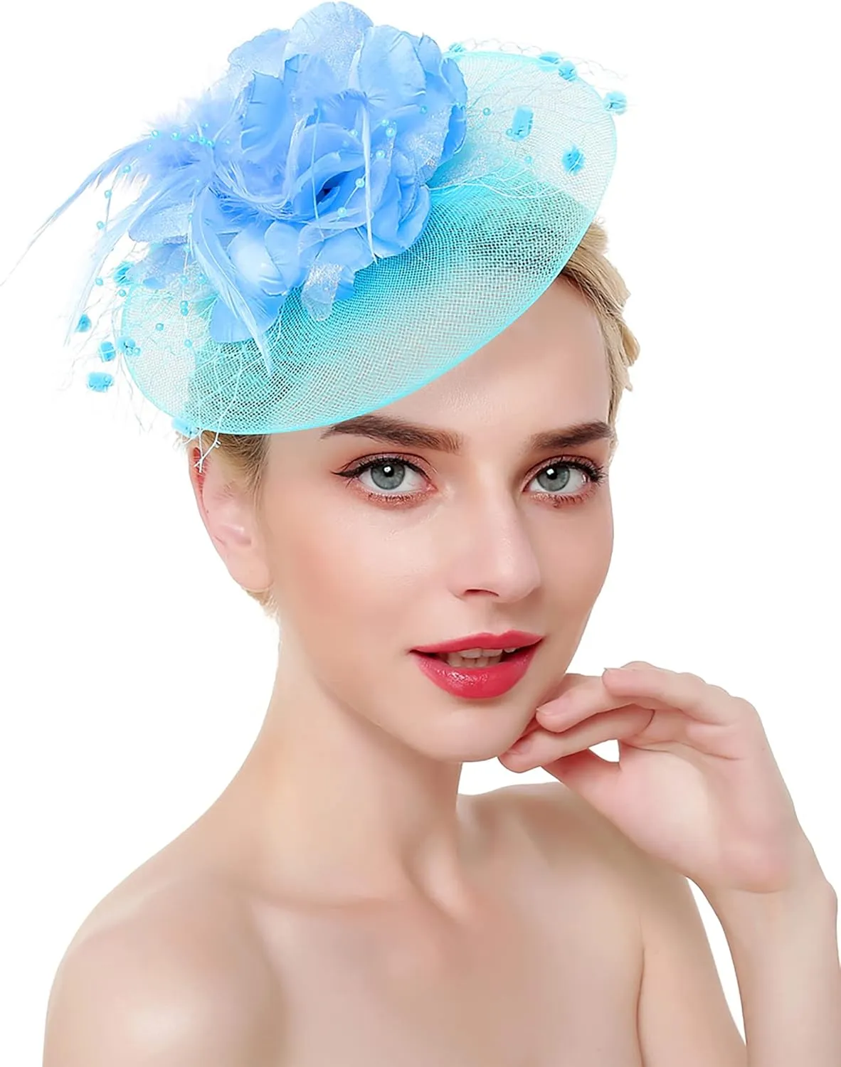 Halloween Fascinators Hat for Women Tea Party Feather Headband Mardi Gras Cocktail Hat Weddings