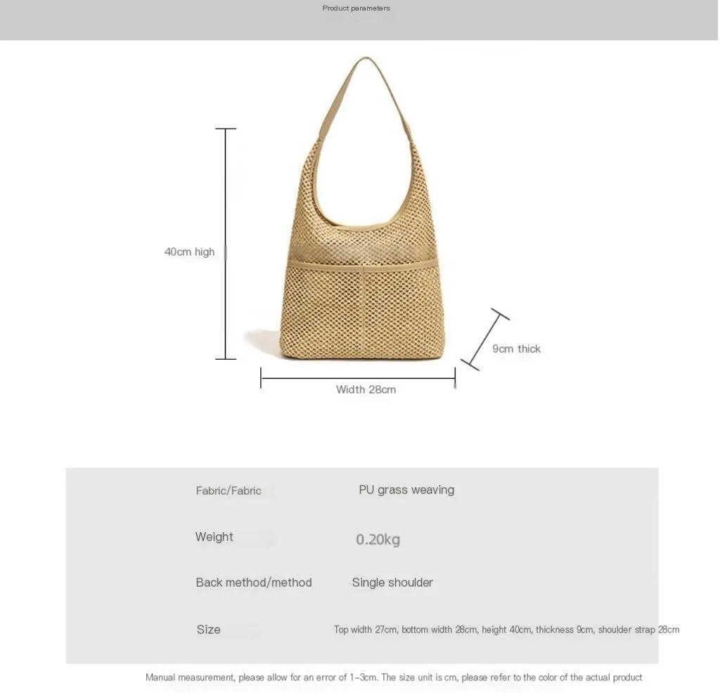 Handbag Straw Bag Women's Beach Bag Literary Forest Style Woven Bag Shoulder Tote Bucket Bag Straw Bags(K)