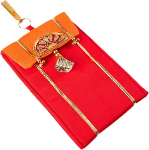Handmade Purse WalletHand Stitched Traditional Ethnic Golden Work Special Occasion and Gifting (Yellow - 7.5"x5")