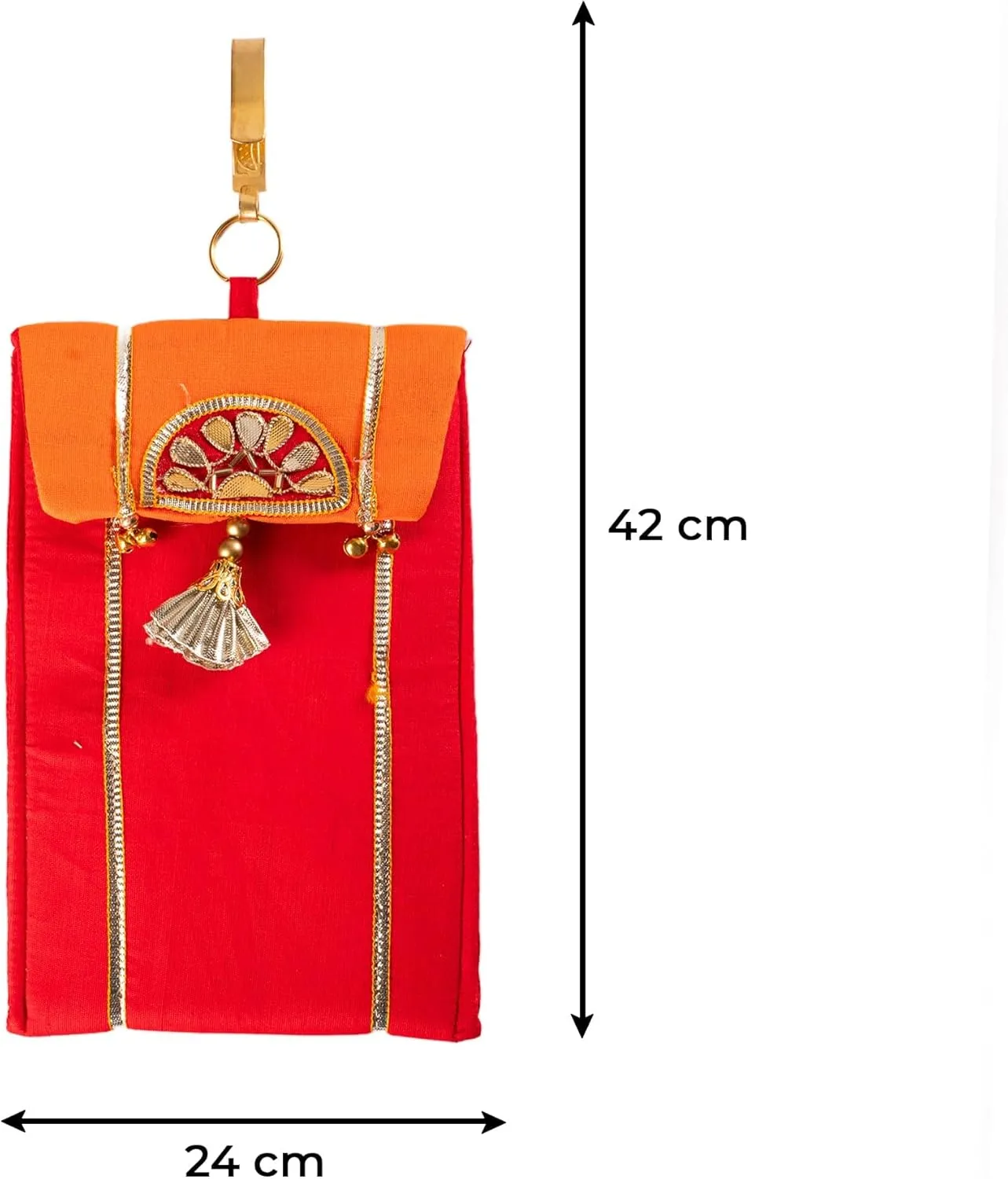 Handmade Purse WalletHand Stitched Traditional Ethnic Golden Work Special Occasion and Gifting (Yellow - 7.5"x5")