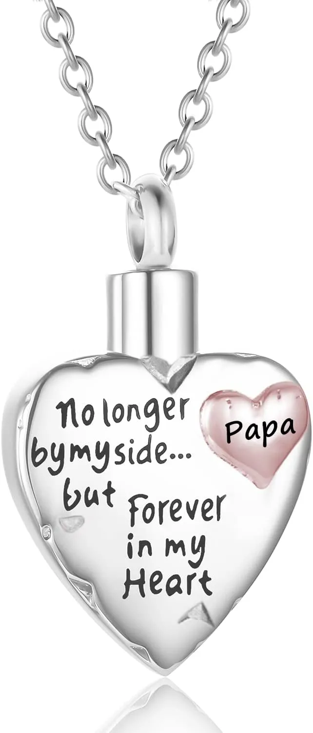 Heart Cremation Urn Necklace for Ashes Stainless Steel Cremation Jewelry for Family Members, Dad Mom Grandpa Grandma Daughter Son Wife Husband Nana Papa Keepsake Memorial Jewelry for Ashes Locket