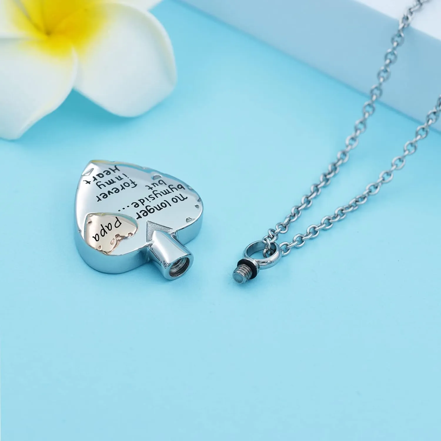 Heart Cremation Urn Necklace for Ashes Stainless Steel Cremation Jewelry for Family Members, Dad Mom Grandpa Grandma Daughter Son Wife Husband Nana Papa Keepsake Memorial Jewelry for Ashes Locket