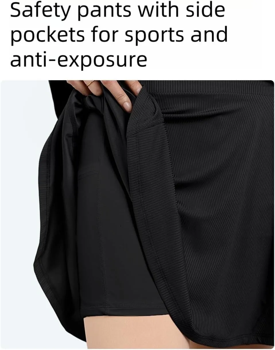 High Waisted Tennis Golf A Line Skirts for Women, Lightweight Athletic Tummy Control Casual Liner A Line Workout Skorts