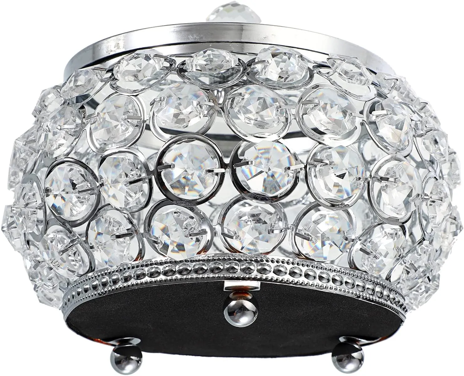 Hipiwe Crystal Jewelry Trinket Box with Glass Lid Silver Mirrored Treasure Box Decorative Jewelry Box Ring Earrings Necklace Storage Keepsake Box Gift for Women Girls