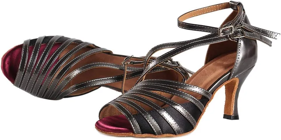 HIPPOSEUS Women Peep Toe Ballroom Dance Shoes High Heel Latin Salsa Dancing Pump,Model L028