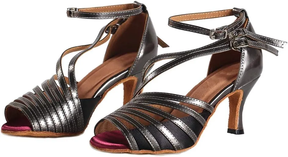 HIPPOSEUS Women Peep Toe Ballroom Dance Shoes High Heel Latin Salsa Dancing Pump,Model L028