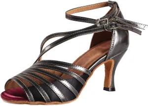 HIPPOSEUS Women Peep Toe Ballroom Dance Shoes High Heel Latin Salsa Dancing Pump,Model L028