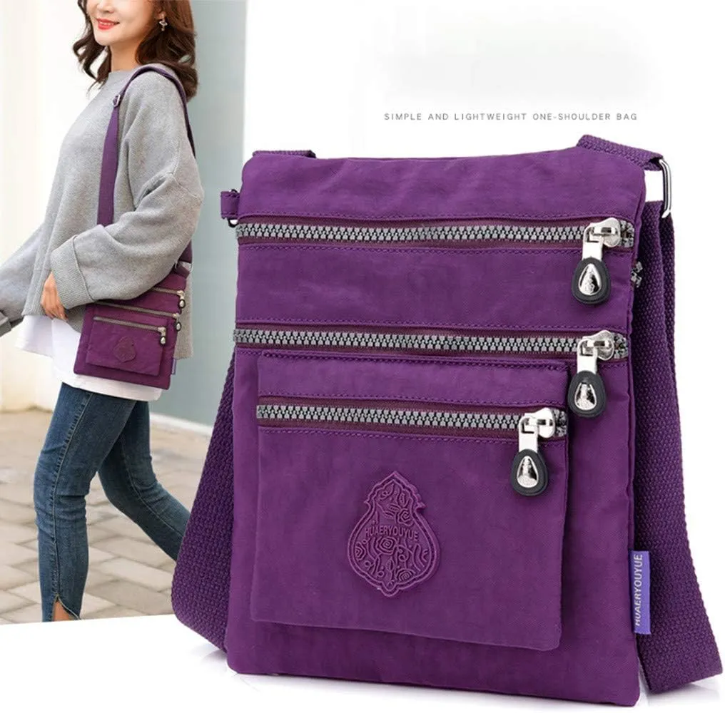 Hobo Crossbody Bags for Women Waterproof Nylon Crossbody Bags for Woman Trendy Carry on Bag for Airplanes Women(Purple)
