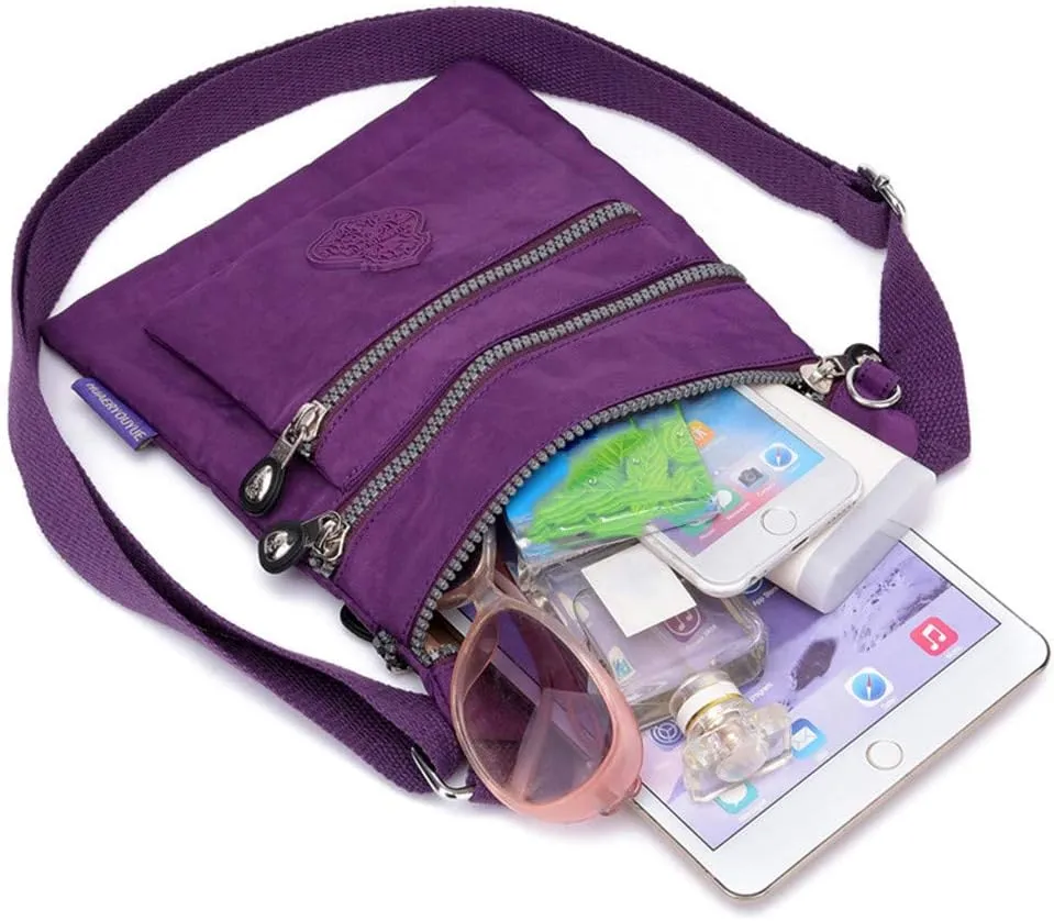 Hobo Crossbody Bags for Women Waterproof Nylon Crossbody Bags for Woman Trendy Carry on Bag for Airplanes Women(Purple)