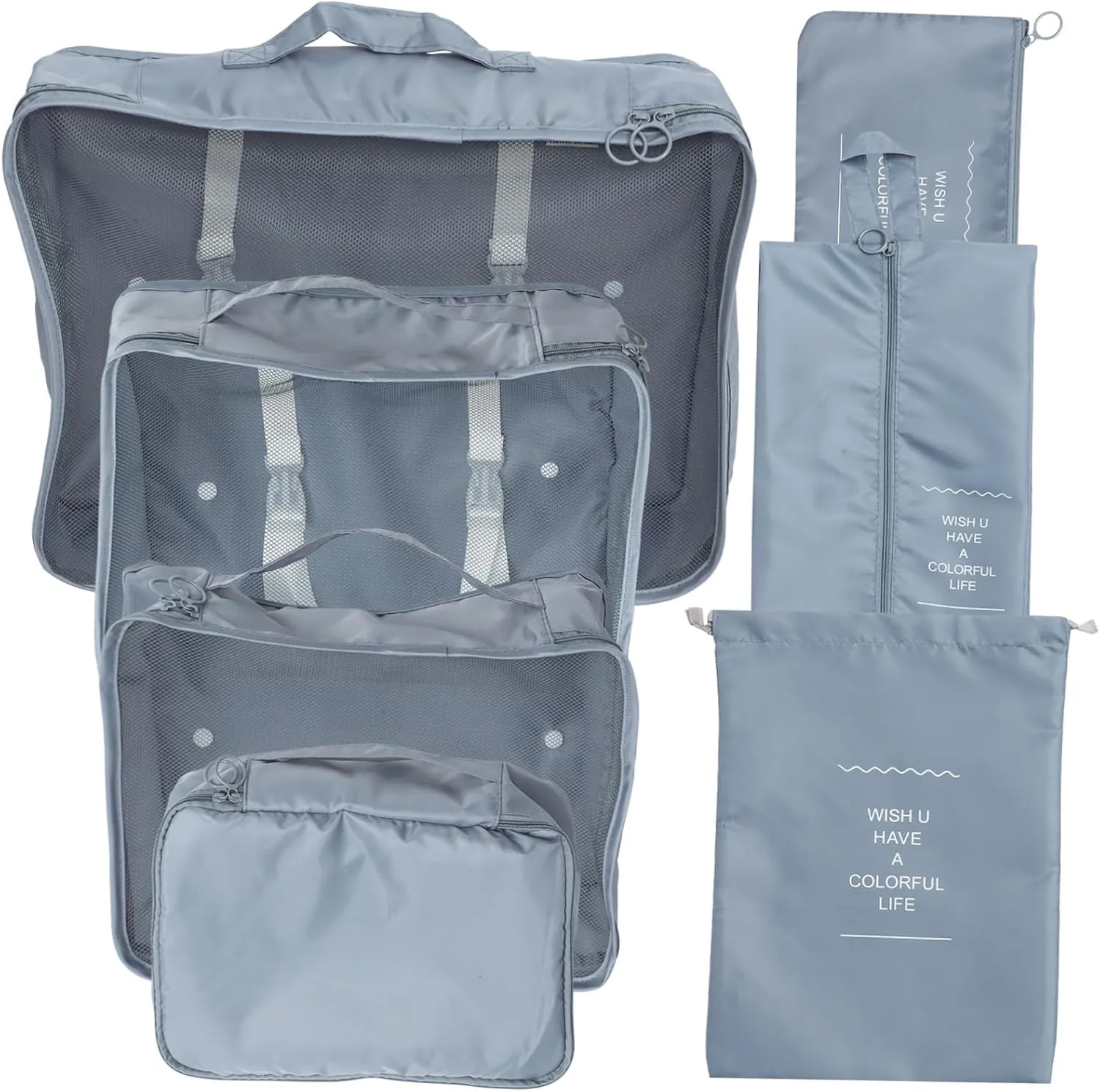 Homoyoyo 7-pc Travel Pouches Set Packing Cubes for Suitcases Luggage Organizers Travel Organizer Bag for Easy Packing
