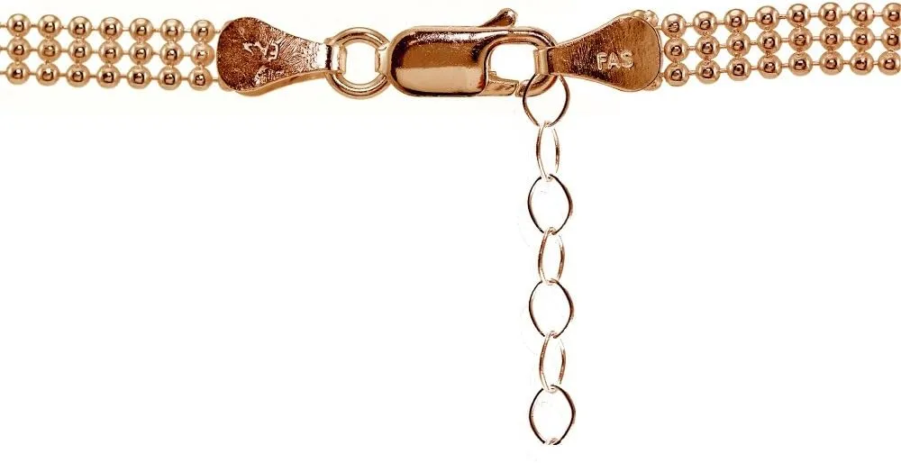 Hoops & Loops 925 Sterling Silver Mesh Design Anklet for Women, Silver, Yellow Gold & Rose Gold