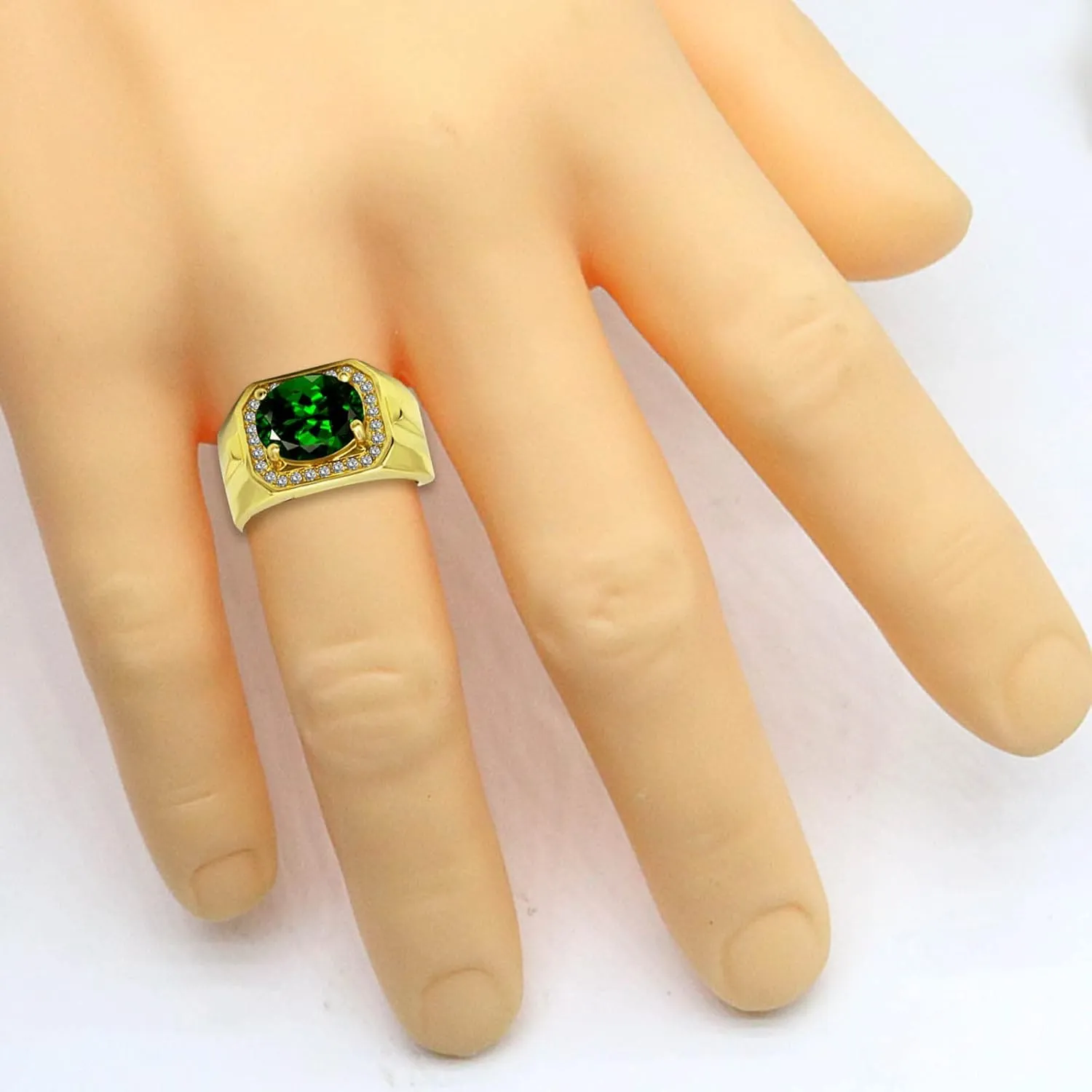 HSQYJ Adjustable White Gold Plated Rectangle Cubic Zirconia Gemstone Cocktail Rings Luxury Crystal Zircon Personalized Statement Party Ring for Men Fashion Jewelry Gifts