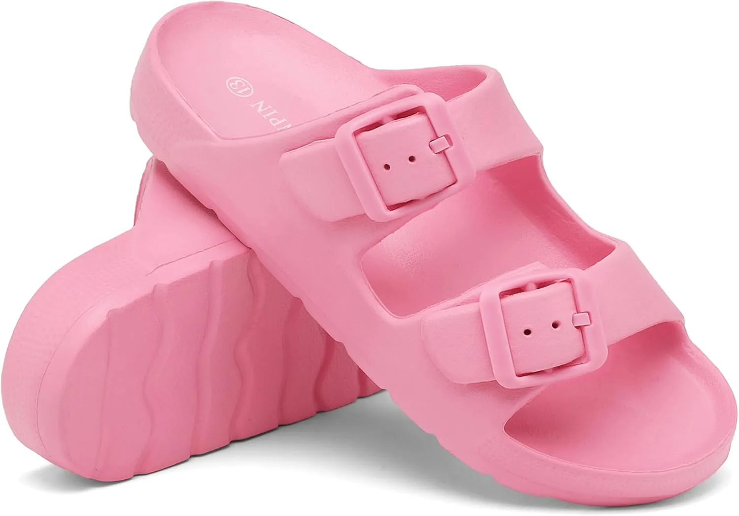 INMINPIN Boys Girls Double Buckle Slide Sandals Comfort Beach Pool Shower Slippers Adjustable Indoor Outdoor Little Kid/Big Kid