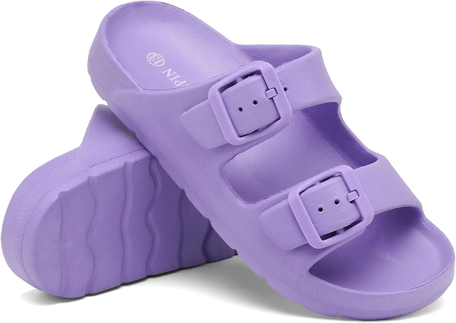 INMINPIN Boys Girls Double Buckle Slide Sandals Comfort Beach Pool Shower Slippers Adjustable Indoor Outdoor Little Kid/Big Kid
